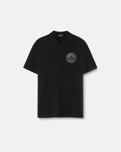 versace embroidered medusa polo shirt|Versace Medusa print t shirt.